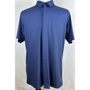 Performance Polo Shirt Men’s Large Anti-UV 4-Way Stretch Super-Soft Touch Blue
